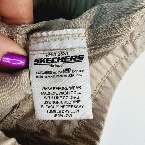 Skechers by Barco Tan Mid-Rise Theory Cargo Jogger Scrub Pants XL Petite - Picture 8 of 9
